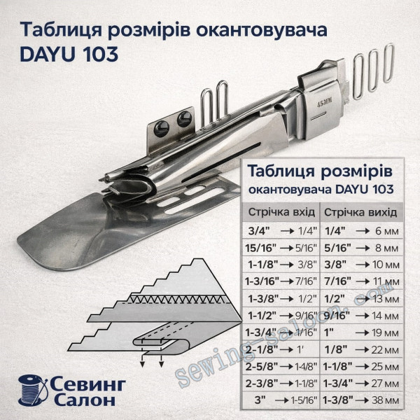 Окантователь в 3 сложения для промышленных распошивальных машин DAYU 103