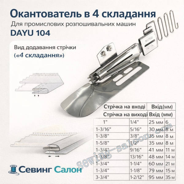 Окантователь в 4 сложения для промышленных распошивальных машин DAYU 104