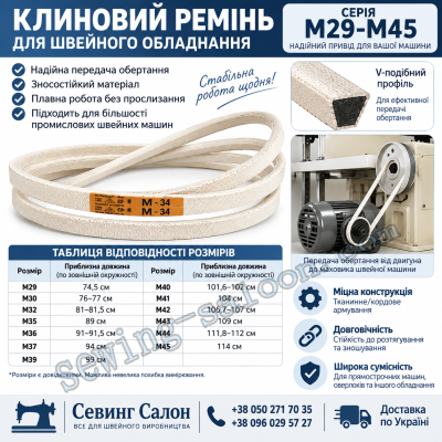 Клиновий ремень для швейного обладнання M29-M45